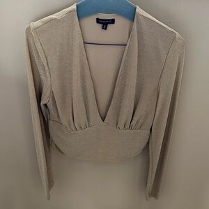 Dynamite Shimmering Gold V-Neck Top